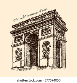 France - Paris - Arc De Triomphe - Very Detailed Vector Representation Of An Hand Drawing