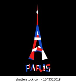 France Paris Eiffel tower national flag logo icon sign emblem lettering symbol Modern geometric design Abstract style Fashion print clothes apparel greeting invitation card banner badge poster flyer