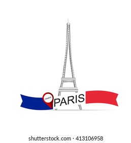 France Paris Eiffel tower.Vector illustration retro tour