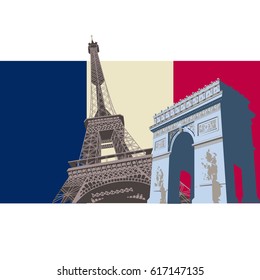 France with Paris flag