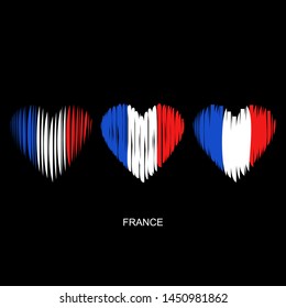 France Paris flag Heart logo icon sign Hand drawn Symbol love independence Modern grunge design Fashion print for clothes apparel greeting invitation card picture banner poster flyer websites Vector