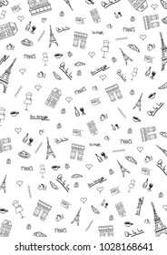 France and Paris Hand drawn travel doodles. Vector illustration