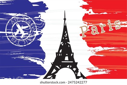 France Paris landscape flag illustration