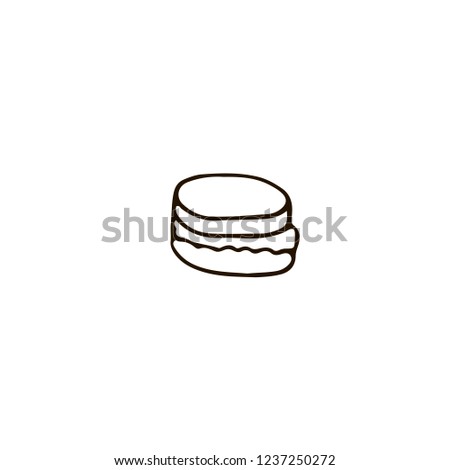 France Paris macaroon icon in doodle style. For print, web and brand design