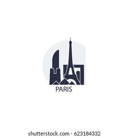 France Paris modern city landscape skyline panorama vector logo icon flat icon