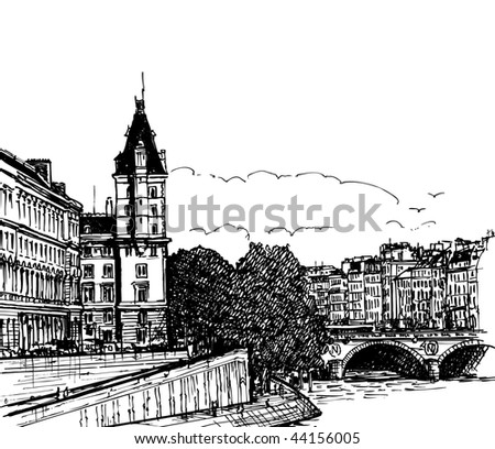 France, Paris: panoramic view of  river SEINE Pont Neuf  bridge