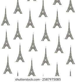 France Paris Tour Eiffel simple seamless pattern