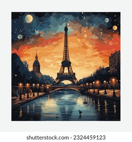 France Paris Vector illustration colorful