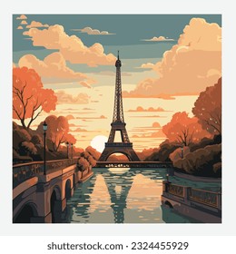 France Paris vector illustration tour eiffel