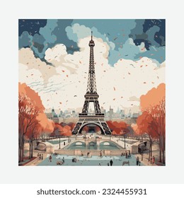 France Paris vector illustration tour eiffel