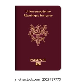 França frente da capa do passaporte com emblema e texto de ouro oficial