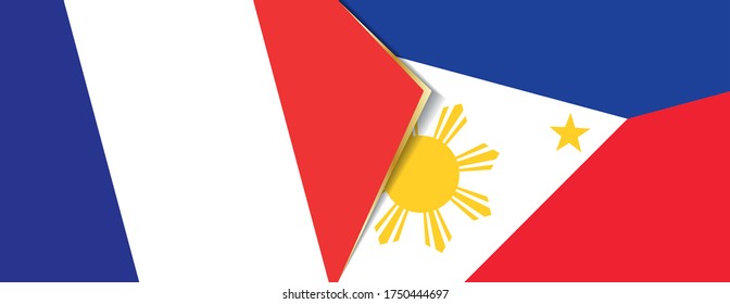 France and Philippines flags, two vector flags symbol of relationship or confrontation.