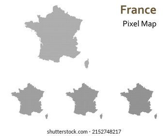 France pixel map vector isolated on white background.