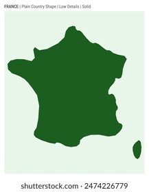 France plain country map. Low Details. Solid style. Shape of France. Vector illustration.