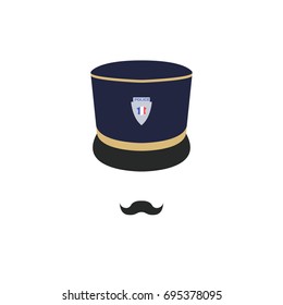 France police officer in hat. Policeman avatar. Vector illustration.