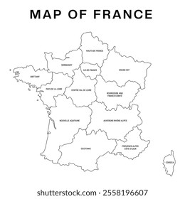 France political map with administrative regions Isolated Vector illustration, Vector illustration map of the France with regions or states. detailed map of France country with administrative division