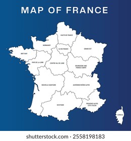 France political map with administrative regions Isolated Vector illustration, Vector illustration map of the France with regions or states. detailed map of France country with administrative division