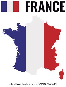 France Political Map Contour With Flag