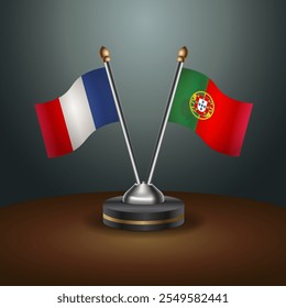 A tabela França e Portugal sinaliza a relação com o plano de fundo do gradiente. Ilustração de vetor