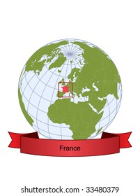 France, position on the globe