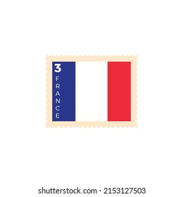 France postage stamp. France National Flag Postage Stamp. Stamp with official country flag pattern and countries name vector illustration