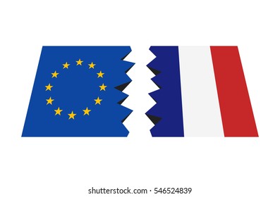 France president vote, breaking flags, vector illustration