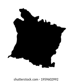 France province Picarde vector map silhouette illustration isolated on white background. France region. French province map. North Picardy map. Picard map.