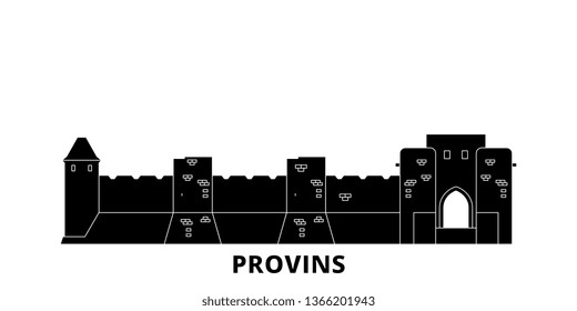 France, Provins Landmark flat travel skyline set. France, Provins Landmark black city vector illustration, symbol, travel sights, landmarks.