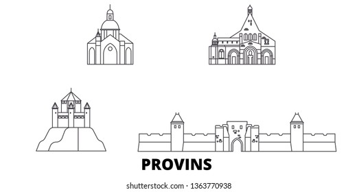 France, Provins line travel skyline set. France, Provins outline city vector illustration, symbol, travel sights, landmarks.