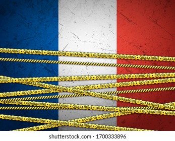 France in quarantine textured background. Vector illustration.
