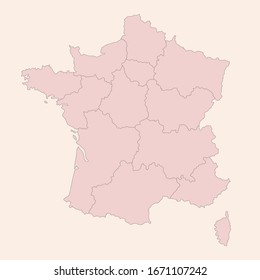 France regional map vector graphics design. Vintage pink shade background vector. Perfect for business concepts, backgrounds, backdrop, banner, poster, sticker, label and wallpapers.