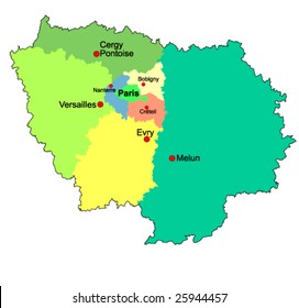 France regions : ile-de-France vector map.