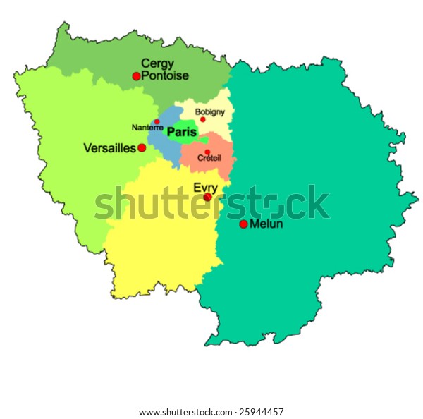 France Regions Iledefrance Vector Map Stock Vector (Royalty Free) 25944457