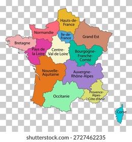 Forma del símbolo del mapa de regiones de Francia, Web de viaje Ilustración vectorial plana del símbolo del icono del concepto .