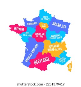 France Regions Map Vector Illustration