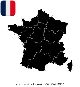 France with regions. Vector illustration.