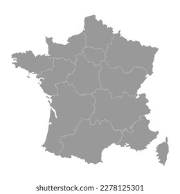 France with regions. Vector illustration.