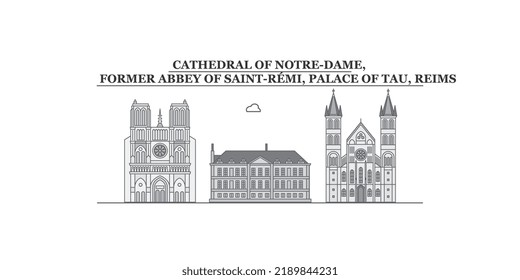 France, Reims city skyline isolated vector illustration, icons