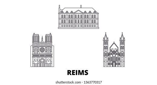 France, Reims line travel skyline set. France, Reims outline city vector illustration, symbol, travel sights, landmarks.