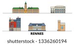 France, Rennes flat landmarks vector illustration. France, Rennes line city with famous travel sights, skyline, design. 