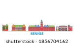 France, Rennes line cityscape, flat vector. Travel city landmark, oultine illustration, line world icons