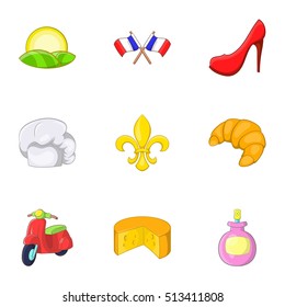 France Republic icons set. Cartoon illustration of 9 France Republic vector icons for web
