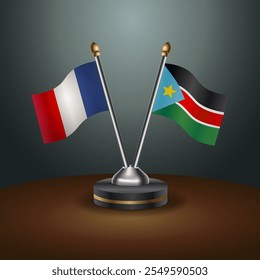 France and Republic of North Sudan table flags relation  with gradient backgrund. Vector Illustration