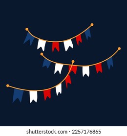 france ribbon flag hanging with string illustration
