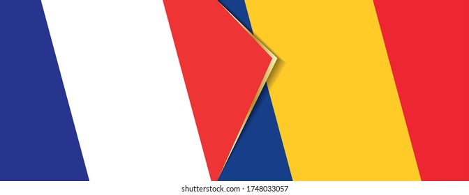 France and Romania flags, two vector flags symbol of relationship or confrontation.