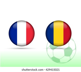 France - Romania. Vector flags pair set.