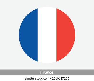 France Round Circle Flag. French Circular Button Banner Icon. EPS Vector