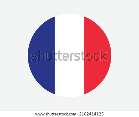 France Round Country Flag. Circular French National Flag. French Republic Circle Shape Button Banner. EPS Vector Illustration.