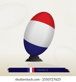 France Rugby Ball on Rugby Kicking Tees with Modern Design. Illustration perfect for sports, national pride, and rugby-related projects.