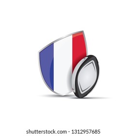 France rugby shield with rugby ball
